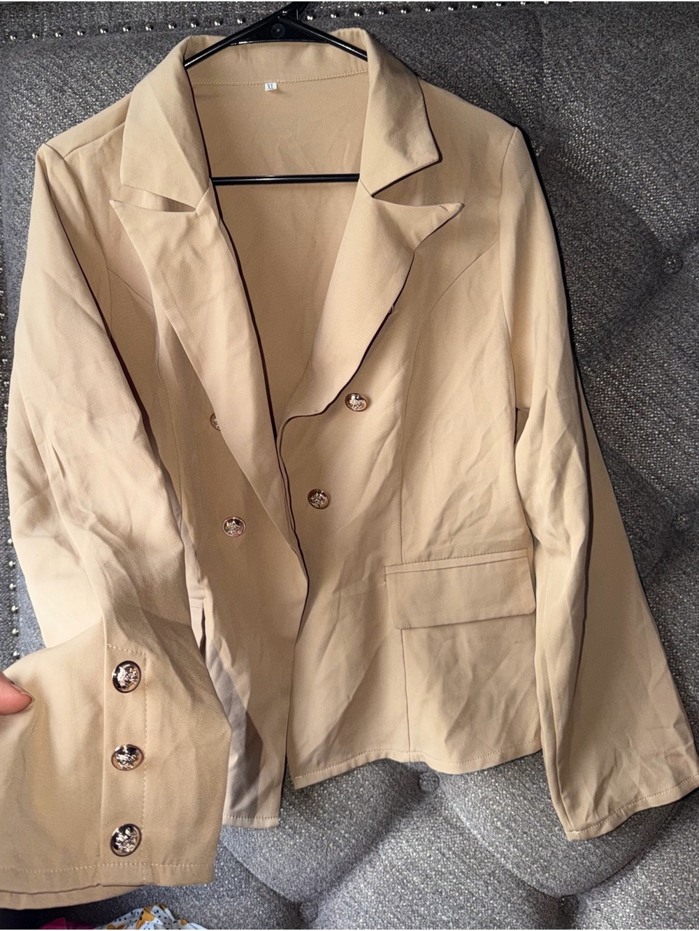 Classic Double-Breasted Women’s Beige Blazer